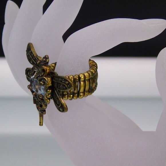 Dragonfly Ring Vintage Fashion Stretch Mirrored - Picture 3 of 5
